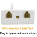 splitter 1 male to 2 female RJ11 6P4C telephone converter cable adaptor for wall landline